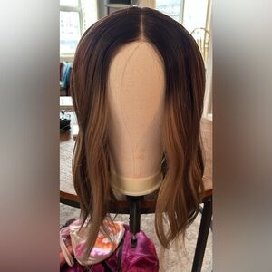 Luxury synthetic glueless lacefront brunette standard wig Angie style